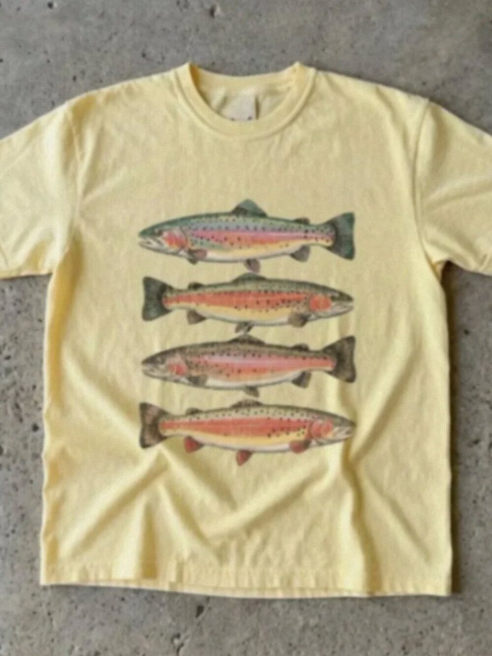 Vintage Trout Fishing Graphic Tee Nature Angler Fish Shirt Outdoor Retro
